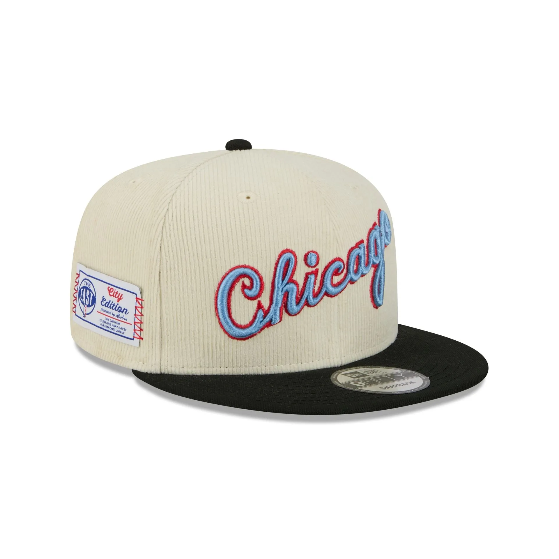 Chicago Bulls 2025 City Edition Chrome White Corduroy 9FIFTY Snapback Hat sold by New Era
