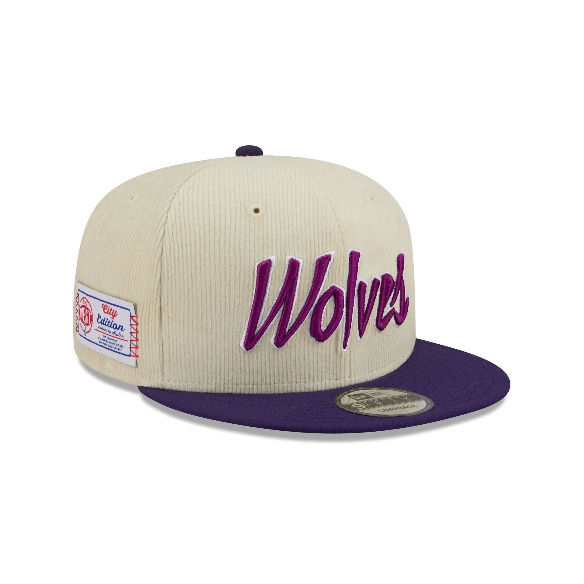 Minnesota Timberwolves 2025 City Edition Chrome White Corduroy 9FIFTY Snapback Hat sold by New Era