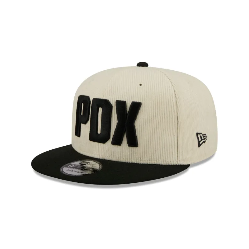 Portland Trail Blazers 2025 City Edition Chrome White Corduroy 9FIFTY Snapback Hat sold by New Era