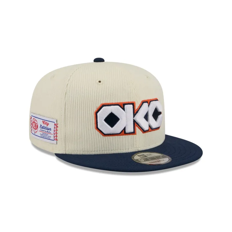 Oklahoma City Thunder 2025 City Edition Chrome White Corduroy 9FIFTY Snapback Hat sold by New Era