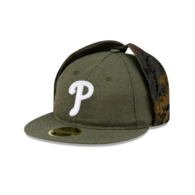 Philadelphia Phillies Three Looms Cotton Twill Camo Retro Crown Dog Ear 59FIFTY Fitted Hat sold by New Era