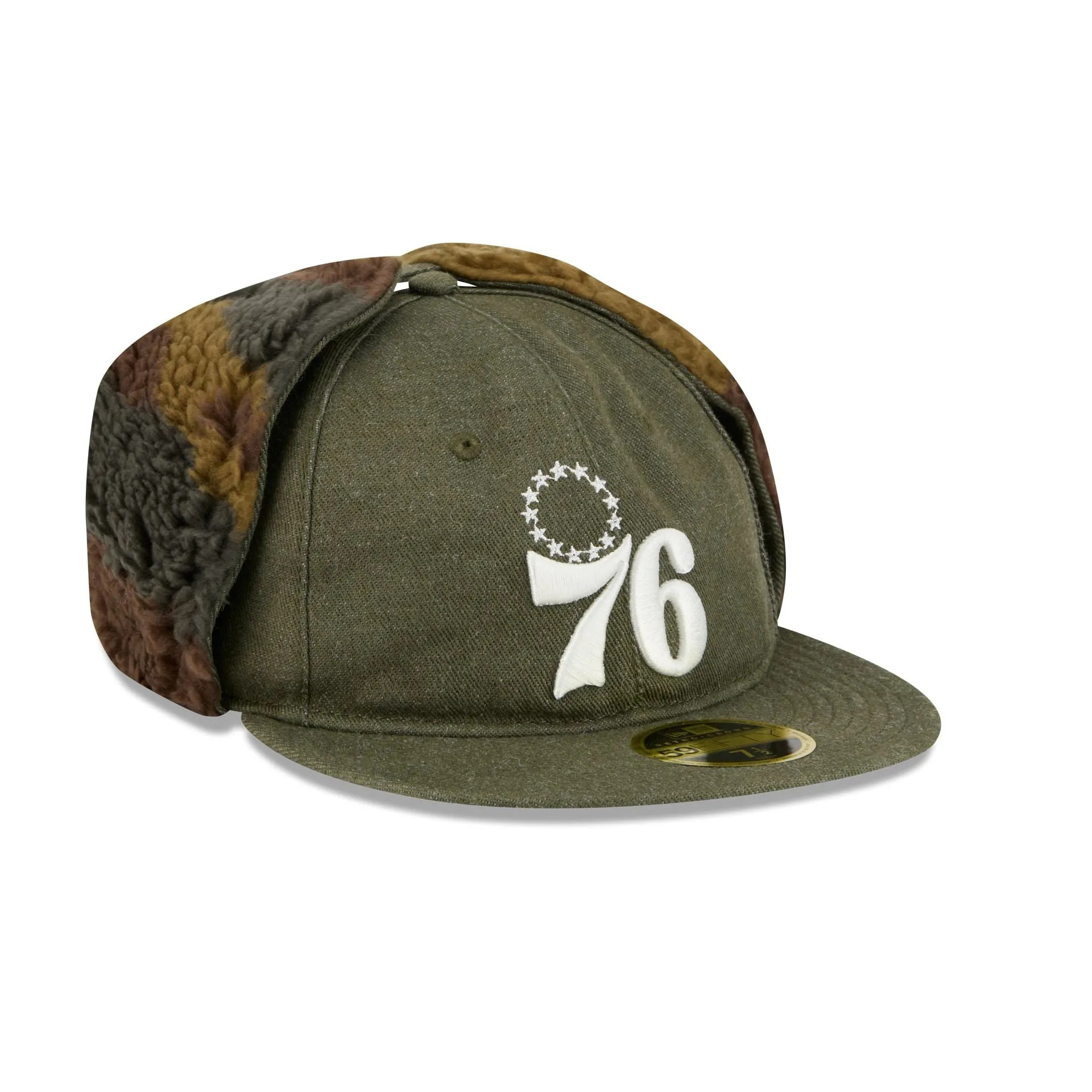 Philadelphia 76ers Three Looms Cotton Twill Camo Retro Crown Dog Ear 59FIFTY Fitted Hat sold by New Era product image thumbnail 3