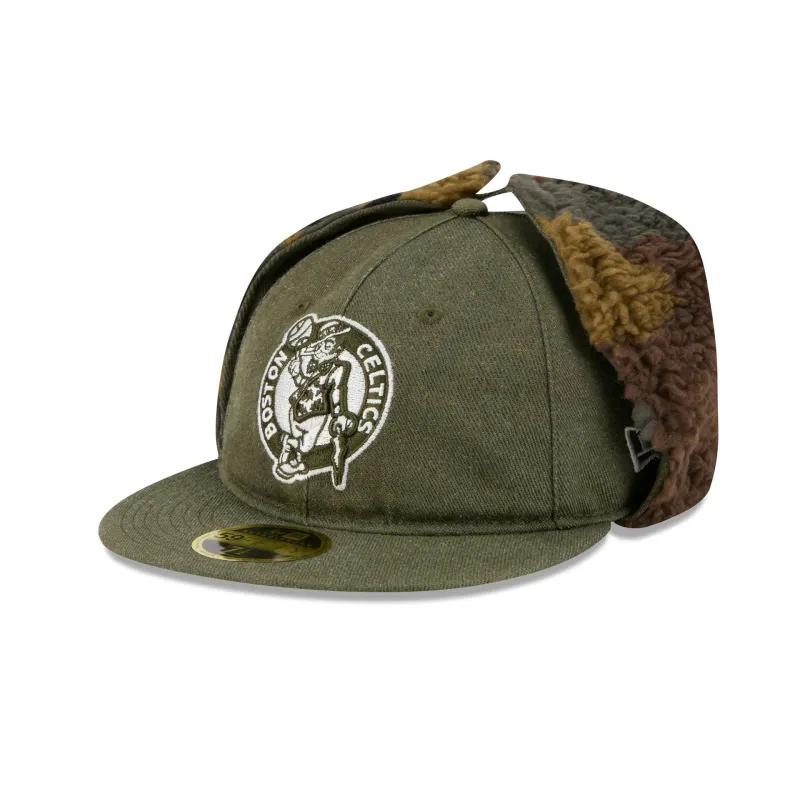 Boston Celtics Three Looms Cotton Twill Camo Retro Crown Dog Ear 59FIFTY Fitted Hat sold by New Era