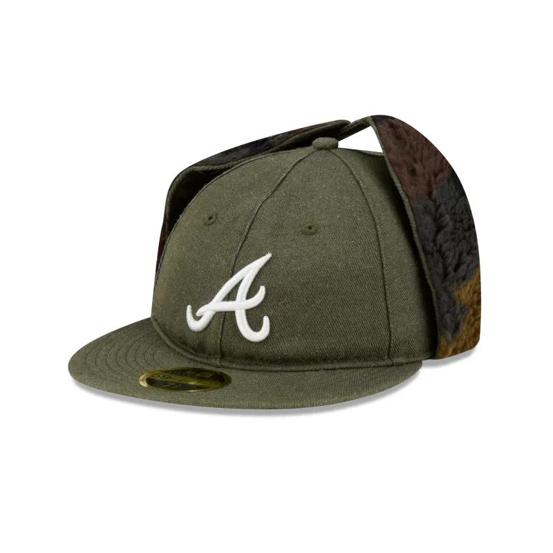 Atlanta Braves Three Looms Cotton Twill Camo Retro Crown Dog Ear 59FIFTY Fitted Hat sold by New Era