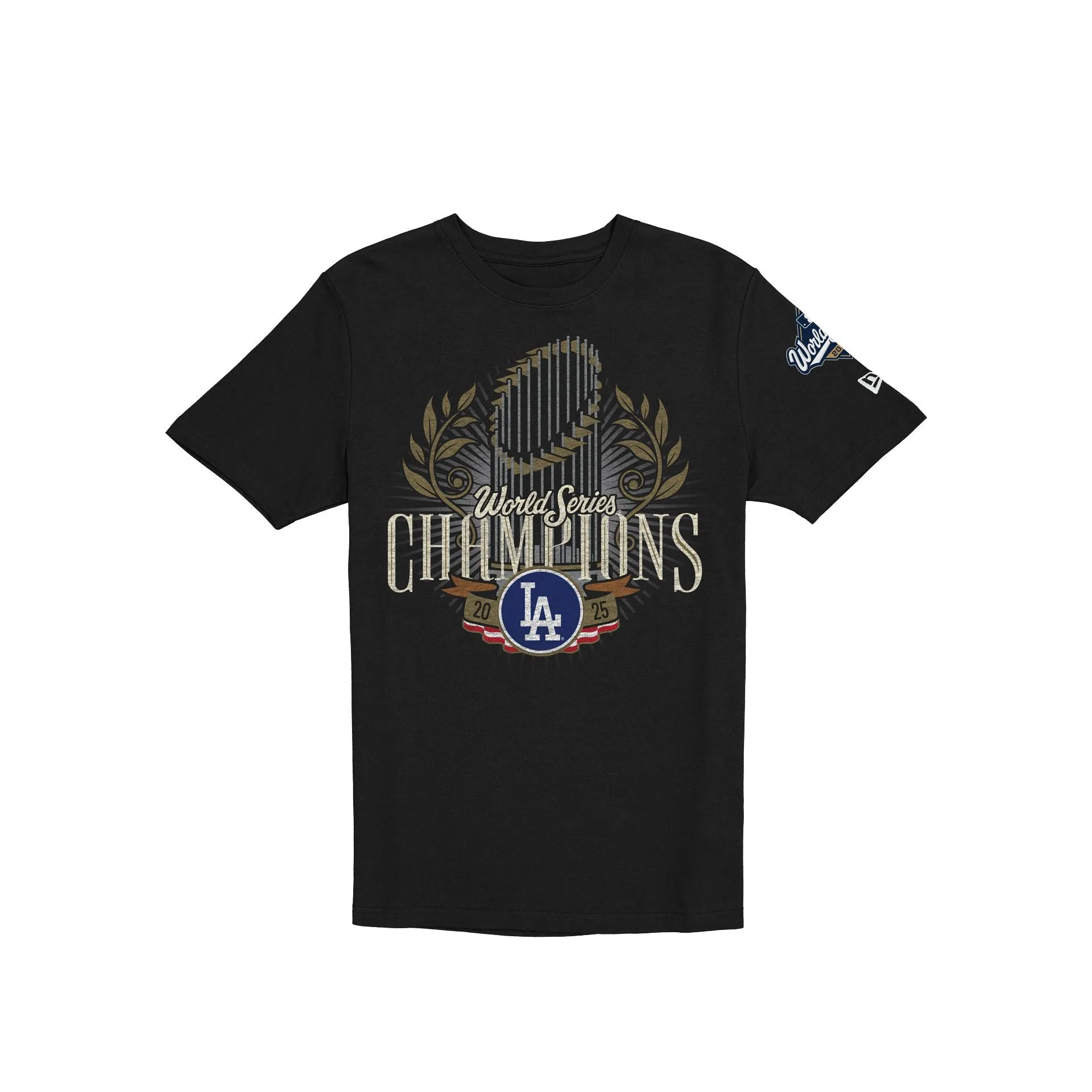 Los Angeles Dodgers 2025 World Series Champions Commissioner's Trophy Black T-Shirt sold by New Era
