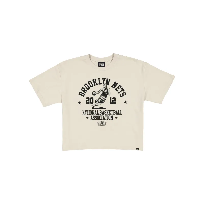 Brooklyn Nets Throwback Prep Stone Women's Cropped T-Shirt sold by New Era