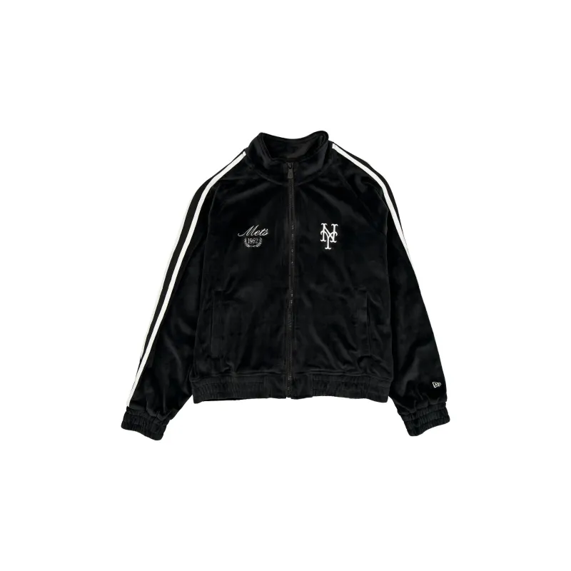 New York Mets Throwback Prep Black Women's Track Jacket sold by New Era