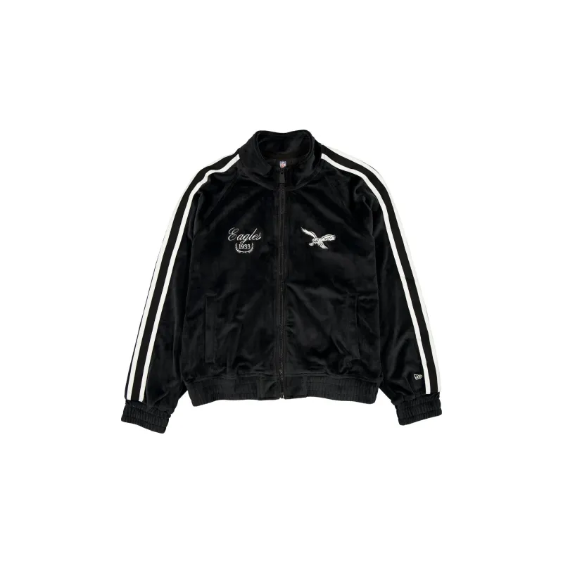 Philadelphia Eagles Throwback Prep Black Women's Track Jacket sold by New Era