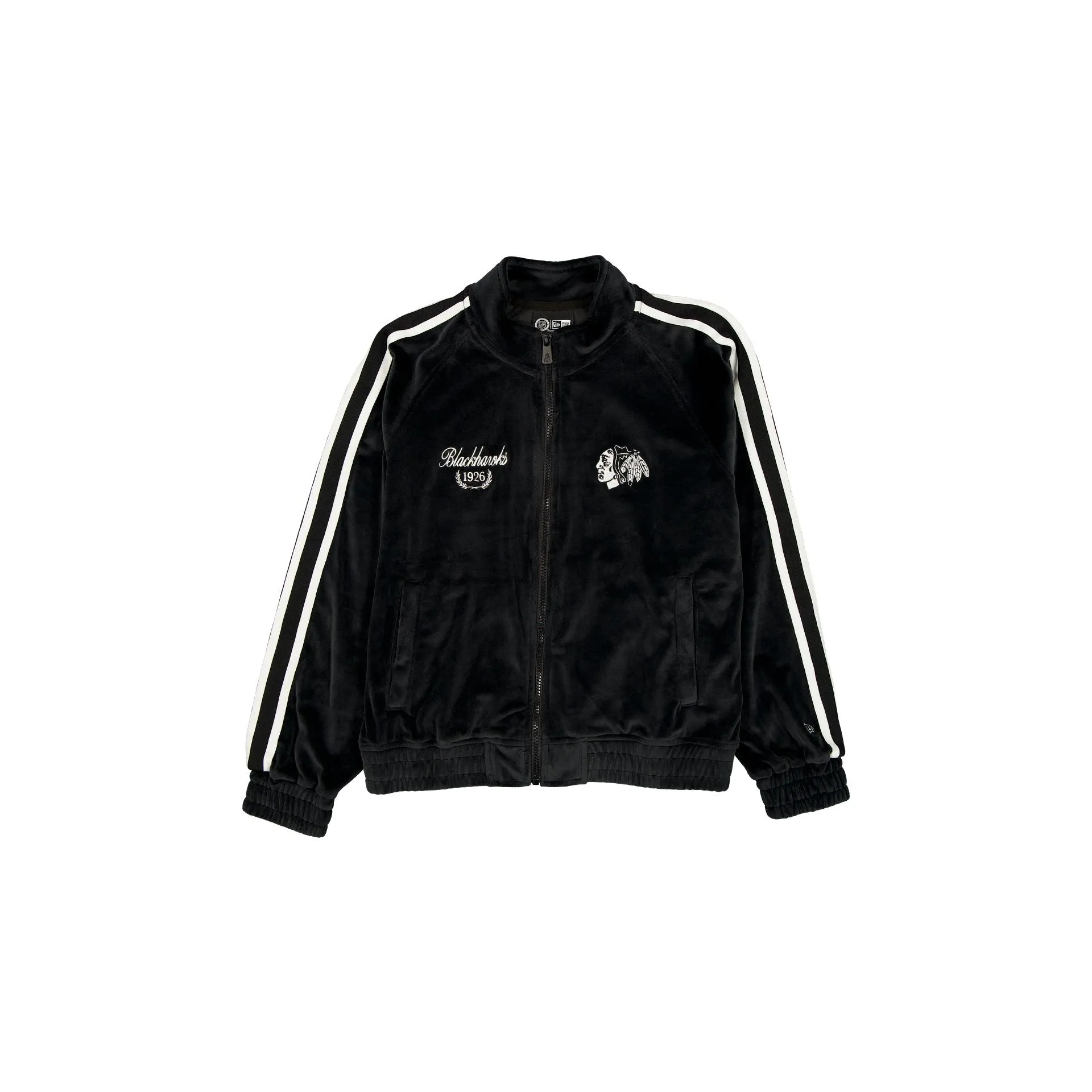 Chicago Blackhawks Throwback Prep Black Women's Track Jacket sold by New Era