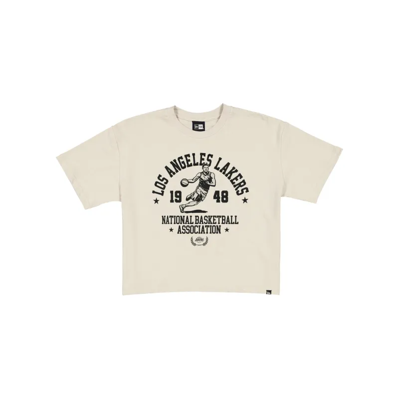 Los Angeles Lakers Throwback Prep Stone Women's Cropped T-Shirt sold by New Era