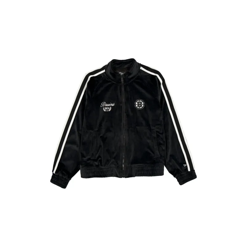 Boston Bruins Throwback Prep Black Women's Track Jacket sold by New Era