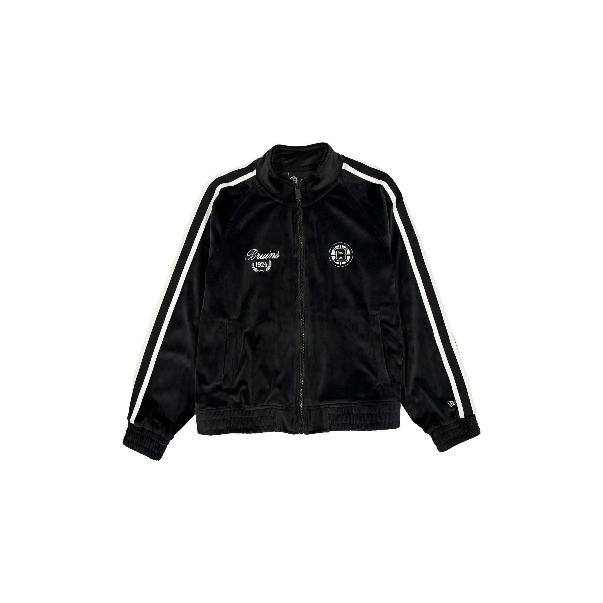 Boston Bruins Throwback Prep Black Women's Track Jacket sold by New Era