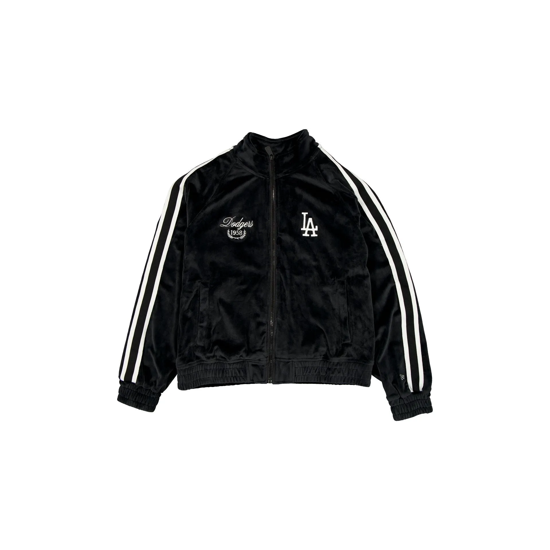 Los Angeles Dodgers Throwback Prep Black Women's Track Jacket sold by New Era