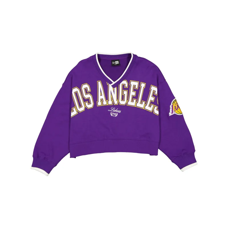 Los Angeles Lakers Throwback Prep Women's Cropped Crewneck sold by New Era