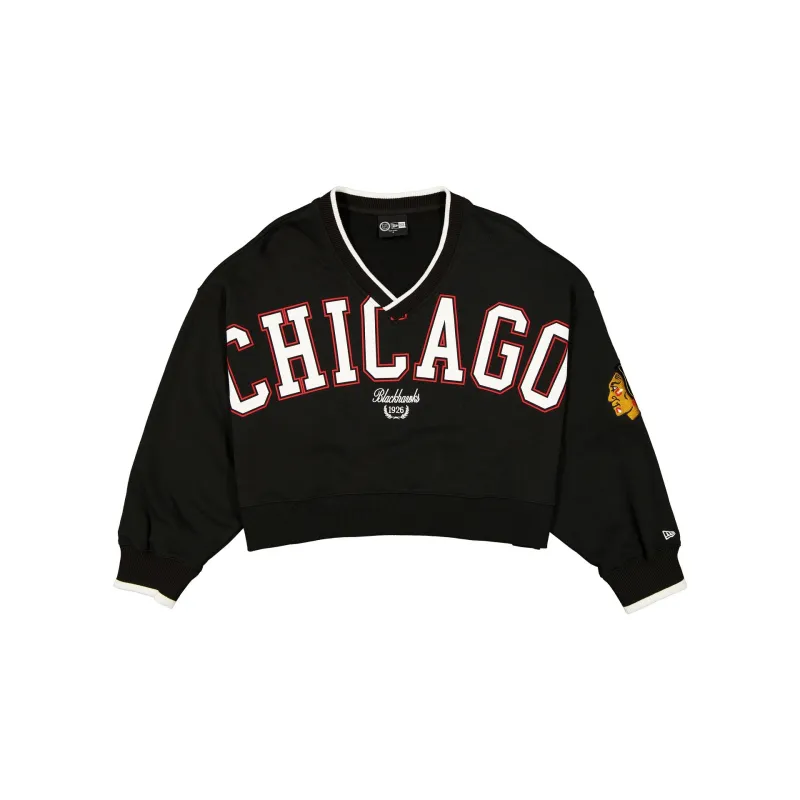 Chicago Blackhawks Throwback Prep Women's Cropped Crewneck sold by New Era