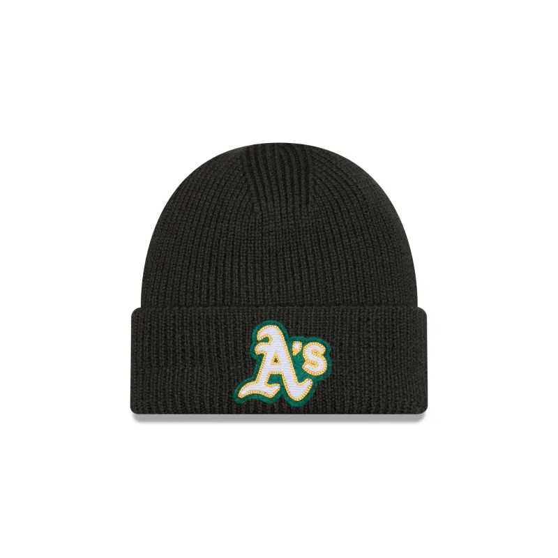 Athletics Short Skull Cuff Knit Beanie Hat sold by New Era