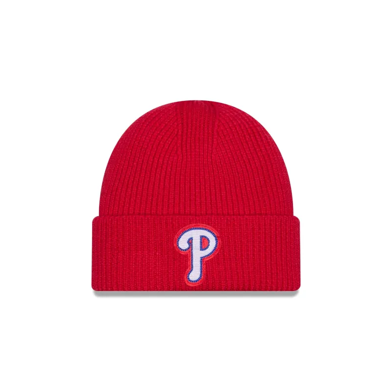 Philadelphia Phillies Short Skull Cuff Knit Beanie Hat sold by New Era