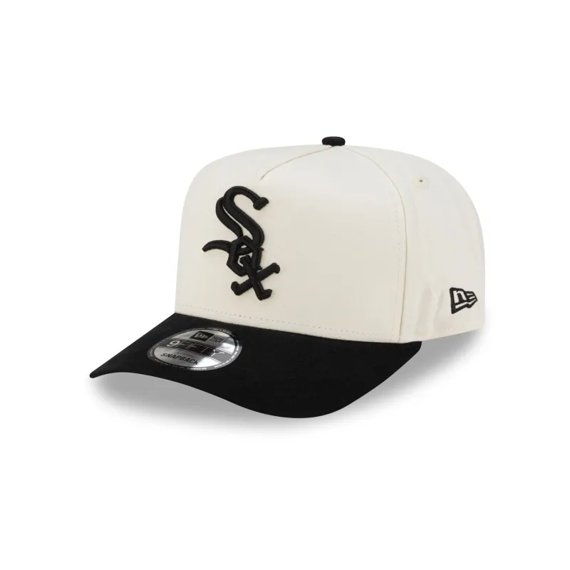 Chicago White Sox Cotton Brush Chrome Pre-Curve 9FIFTY A-Frame Snapback Hat sold by New Era