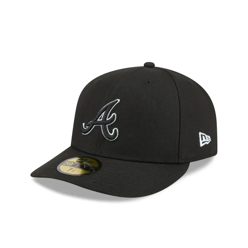 Atlanta Braves Black Pre-Curve 59FIFTY Fitted Hat sold by New Era