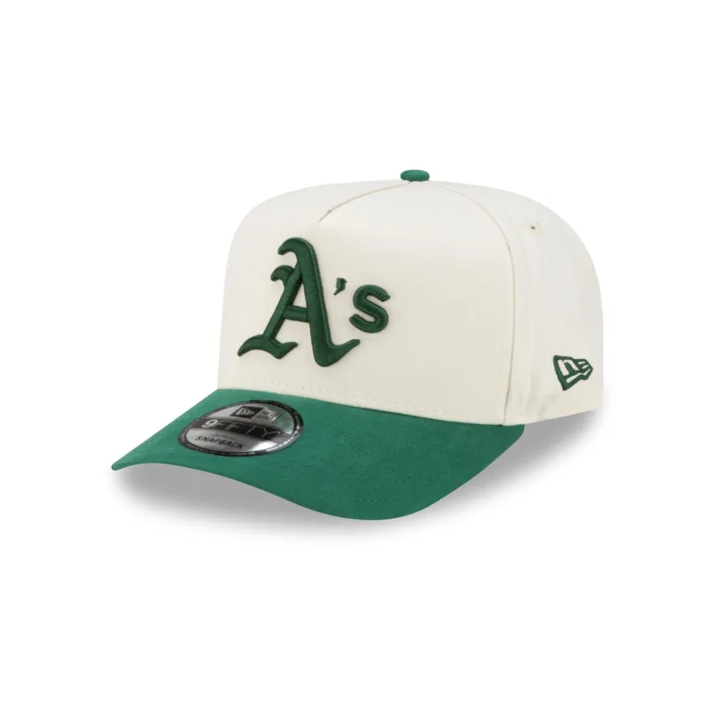 Athletics Cotton Brush Chrome Pre-Curve 9FIFTY A-Frame Snapback Hat sold by New Era