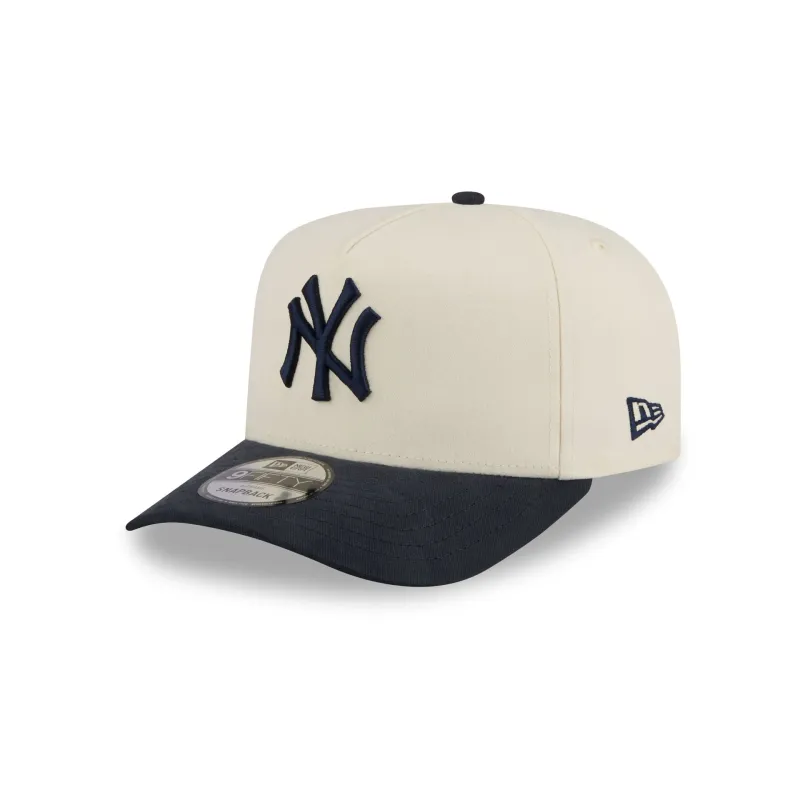 New York Yankees Cotton Brush Chrome Pre-Curve 9FIFTY A-Frame Snapback Hat sold by New Era