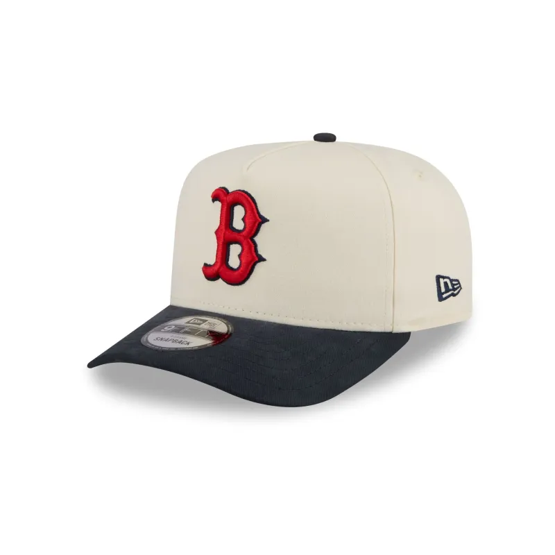 Boston Red Sox Cotton Brush Chrome Pre-Curve 9FIFTY A-Frame Snapback Hat sold by New Era