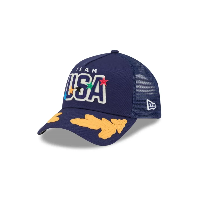 Team USA Felt Patch 9FORTY A-Frame Trucker Hat sold by New Era