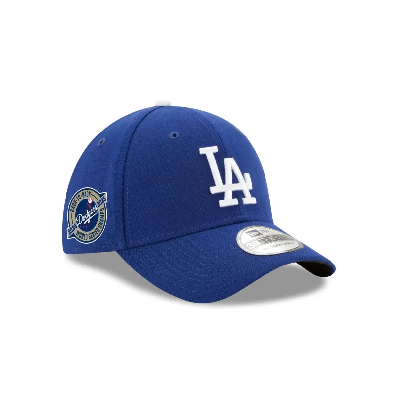 Los Angeles Dodgers 2025 World Series Champions Back-to-Back Circle Patch 39THIRTY Stretch Fit Hat sold by New Era