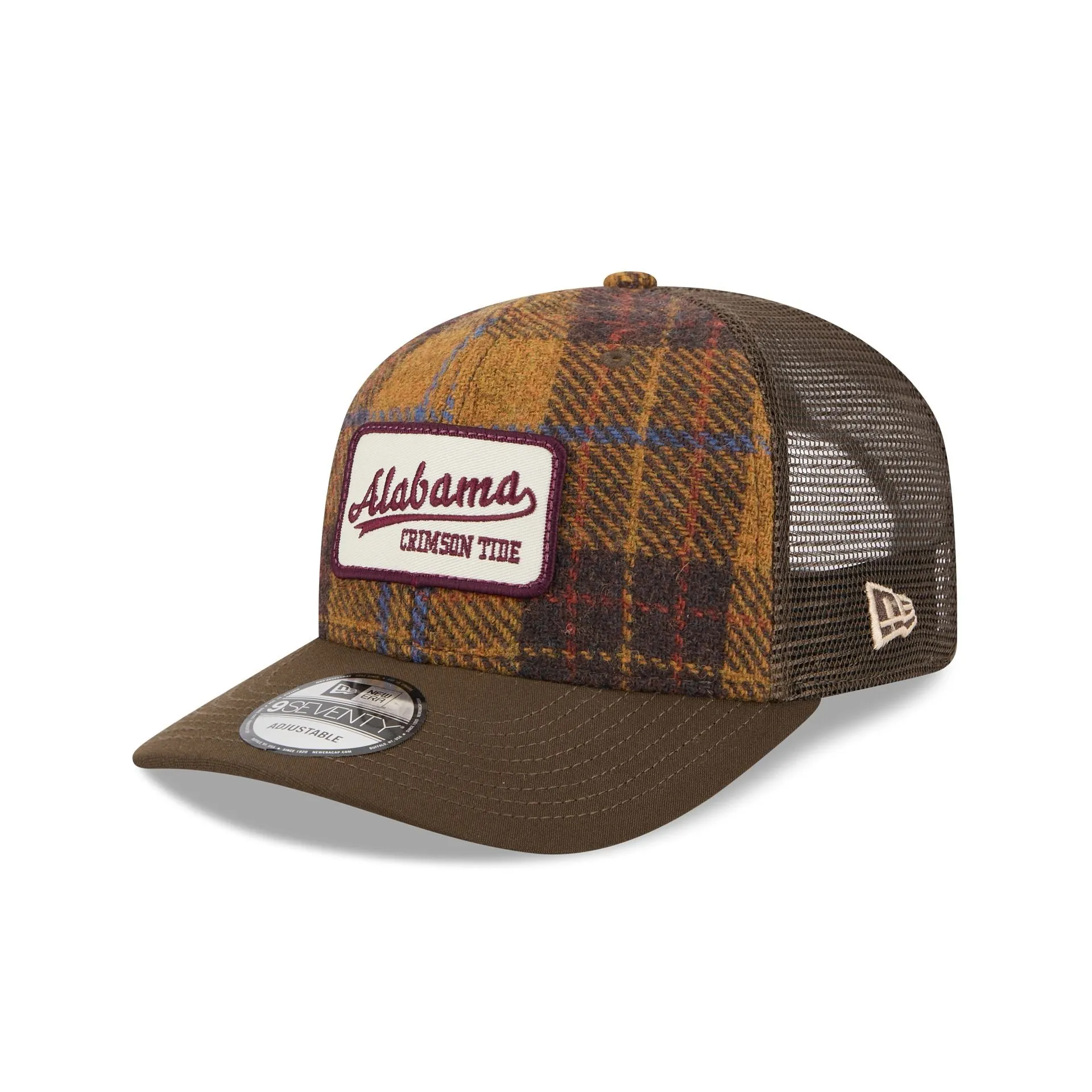 Alabama Crimson Tide Wool Plaid 9SEVENTY Trucker Hat sold by New Era