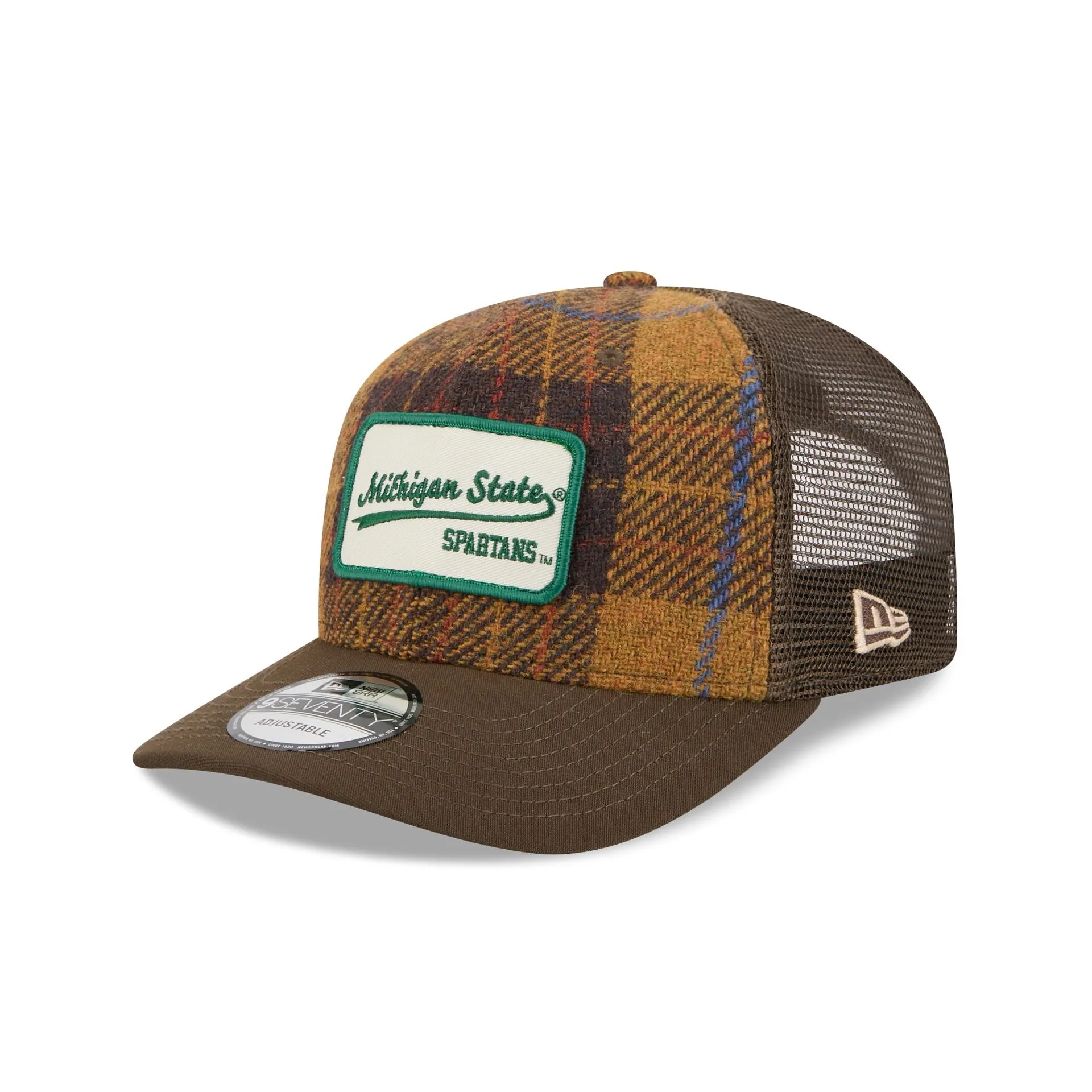Michigan State Spartans Wool Plaid 9SEVENTY Trucker Hat sold by New Era