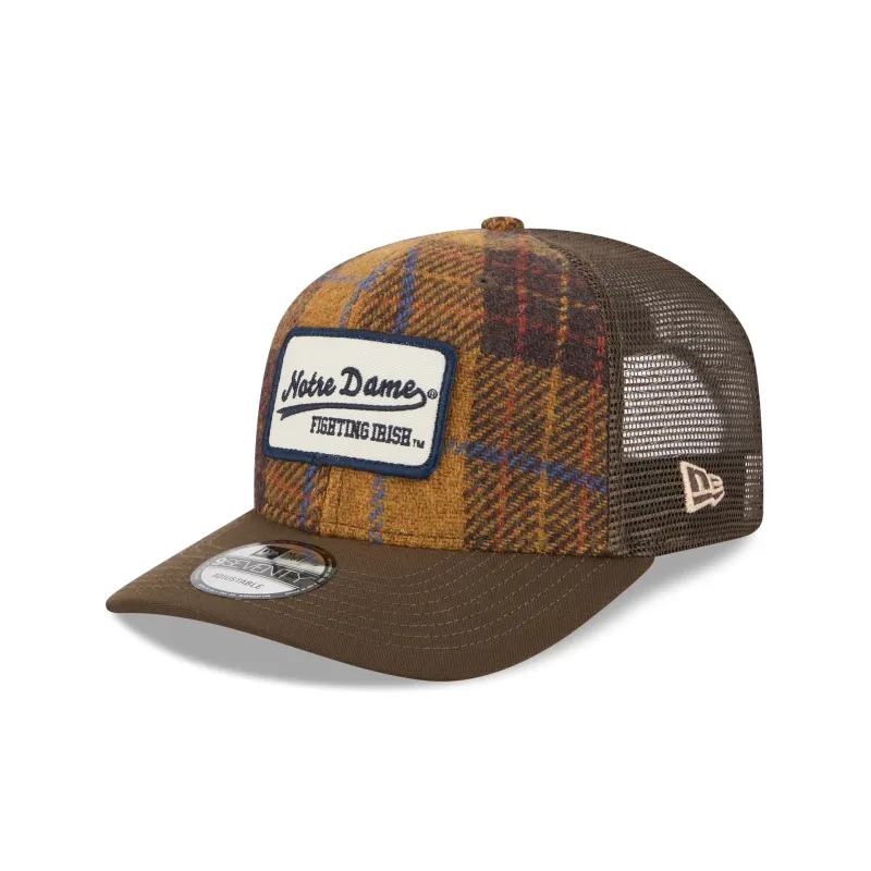 Notre Dame Fighting Irish Wool Plaid 9SEVENTY Trucker Hat made by New Era