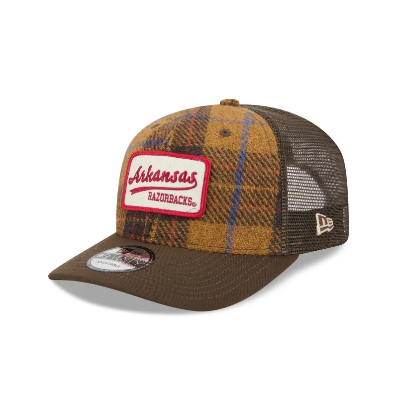 Arkansas Razorbacks Wool Plaid 9SEVENTY Trucker Hat sold by New Era