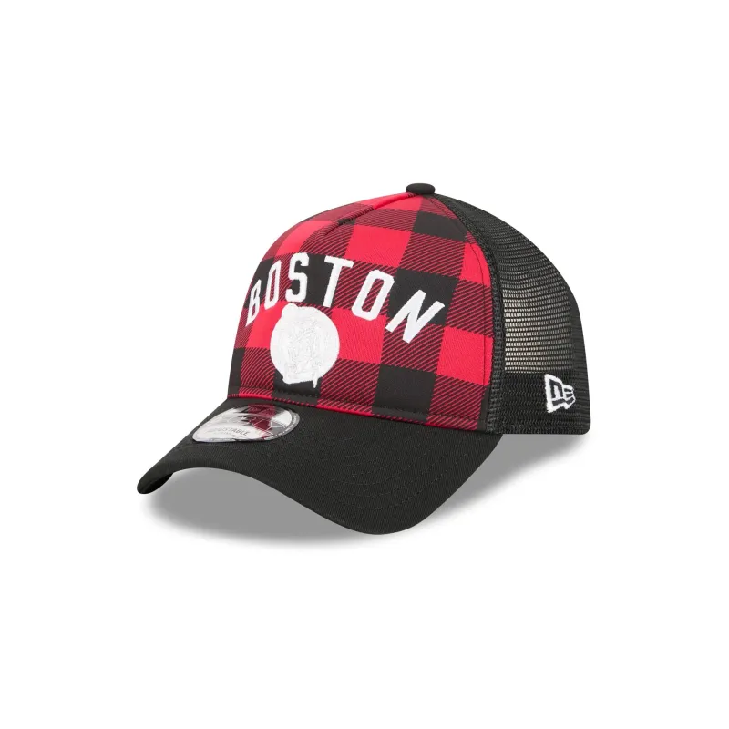 Boston Celtics Evergreen Check 9FORTY A-Frame Trucker Hat sold by New Era