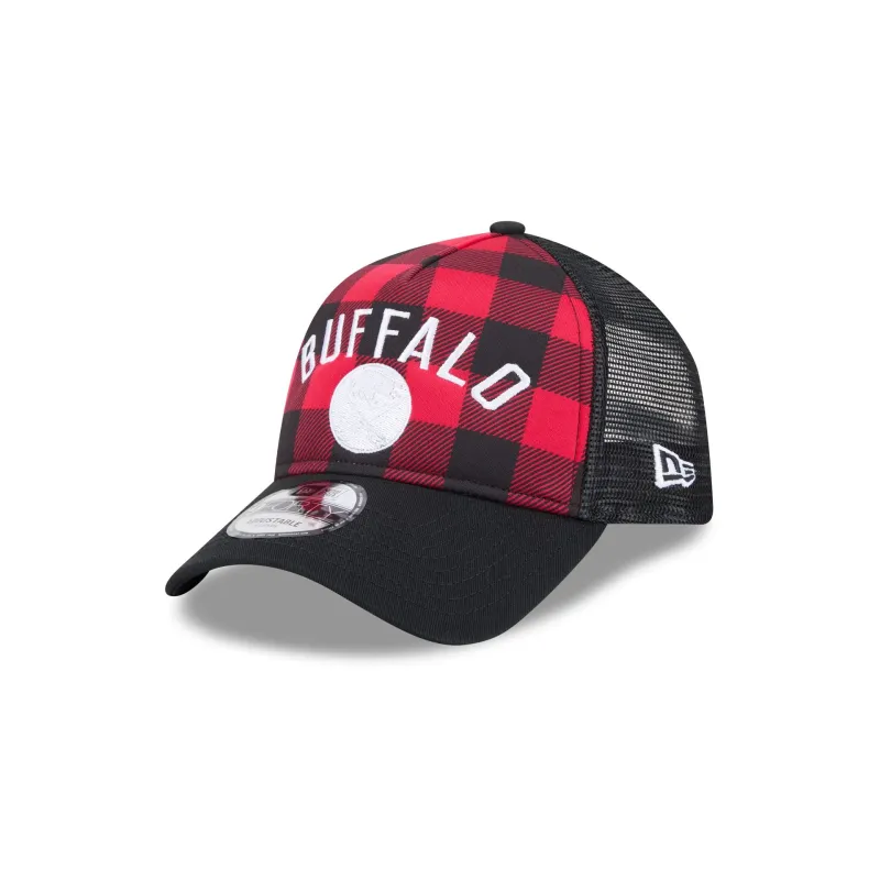 Buffalo Sabres Evergreen Check 9FORTY A-Frame Trucker Hat sold by New Era