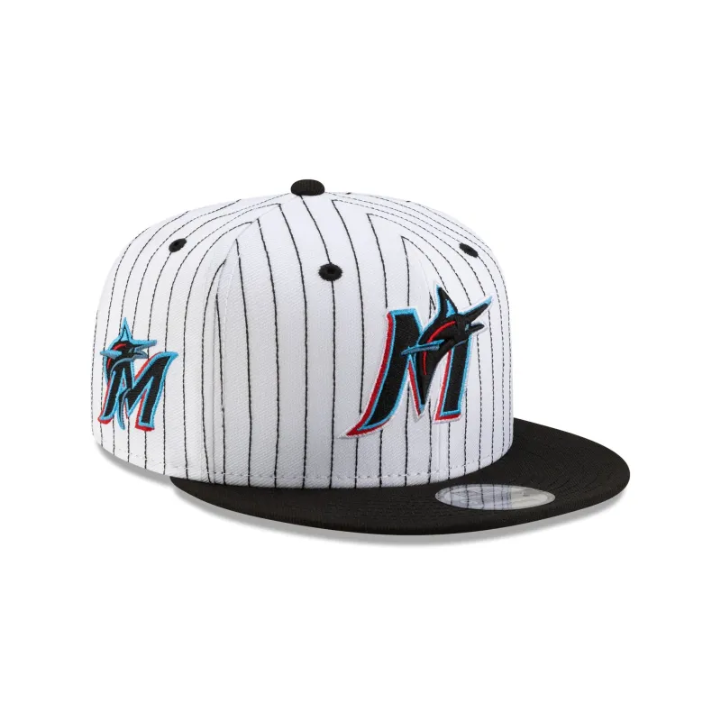 Miami Marlins Deceptor Pinstripe 9FIFTY Snapback Hat sold by New Era