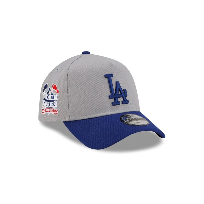 Los Angeles Dodgers 2025 World Series Champions Flag Sidepatch Gray 9FORTY A-Frame Snapback Hat sold by New Era