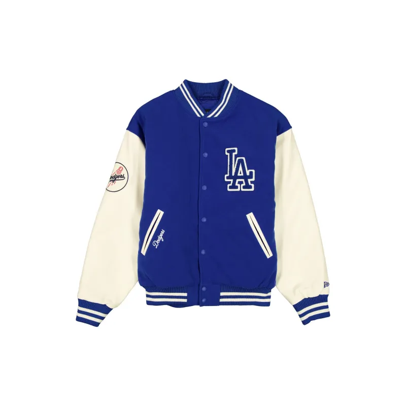 Los Angeles Dodgers Patched Blue Varsity Jacket sold by New Era