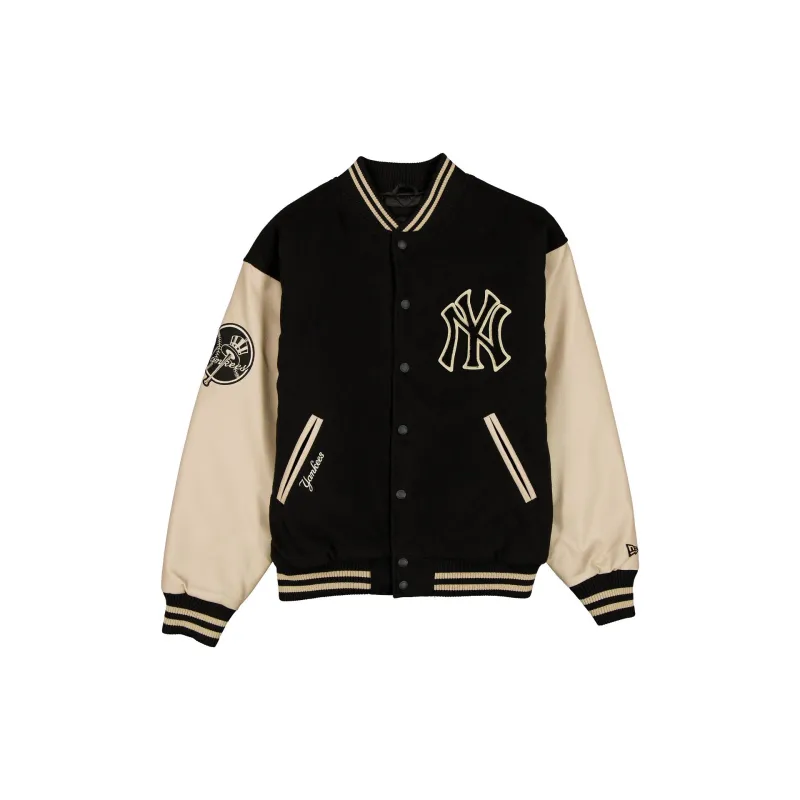 New York Yankees Patched Black Varsity Jacket sold by New Era
