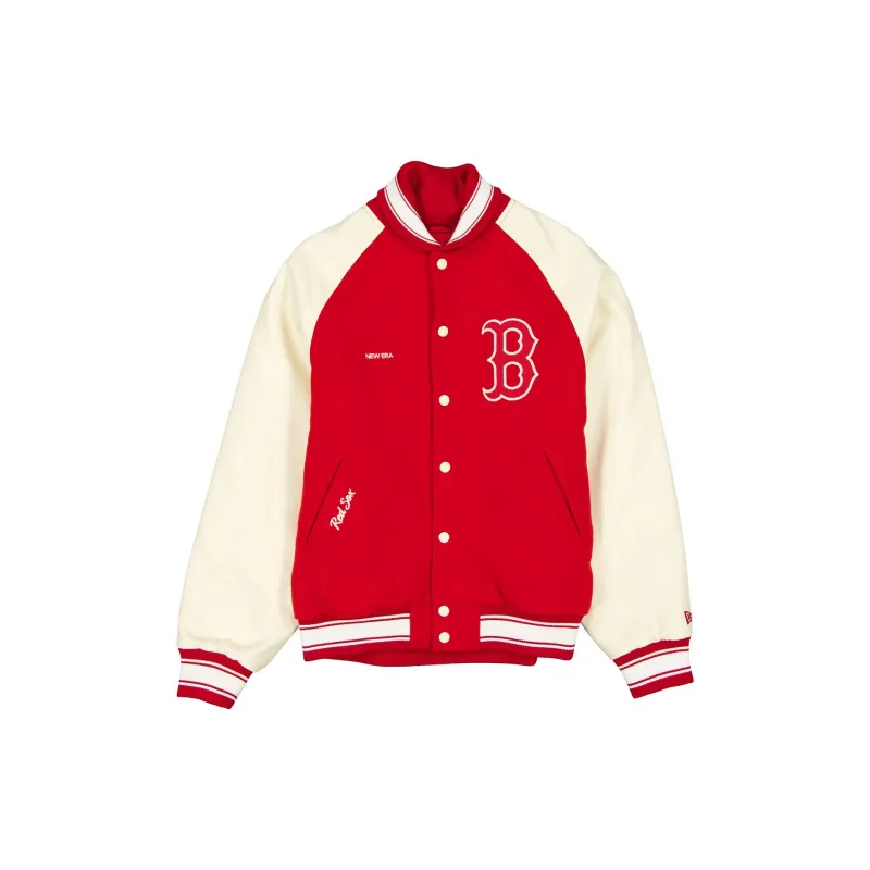 Boston Red Sox Raglan Red Varsity Jacket sold by New Era