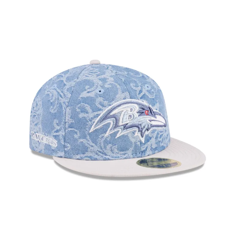 Just Caps Jacquard Denim Baltimore Ravens Retro Crown 59FIFTY Fitted Hat sold by New Era