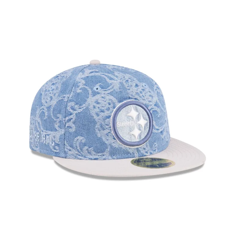 Just Caps Jacquard Denim Pittsburgh Steelers Retro Crown 59FIFTY Fitted Hat sold by New Era