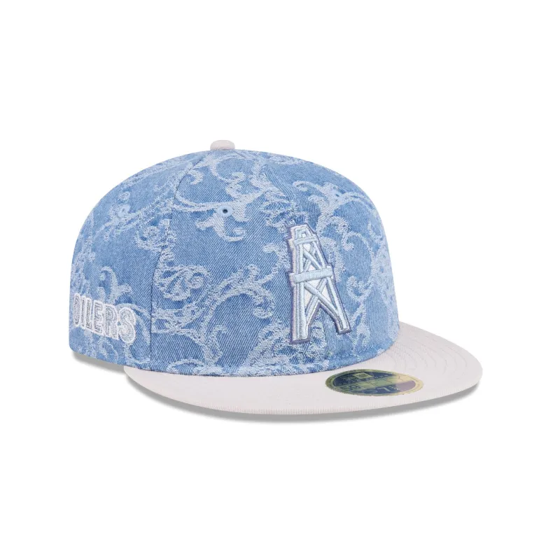 Just Caps Jacquard Denim Oilers Retro Crown 59FIFTY Fitted Hat sold by New Era