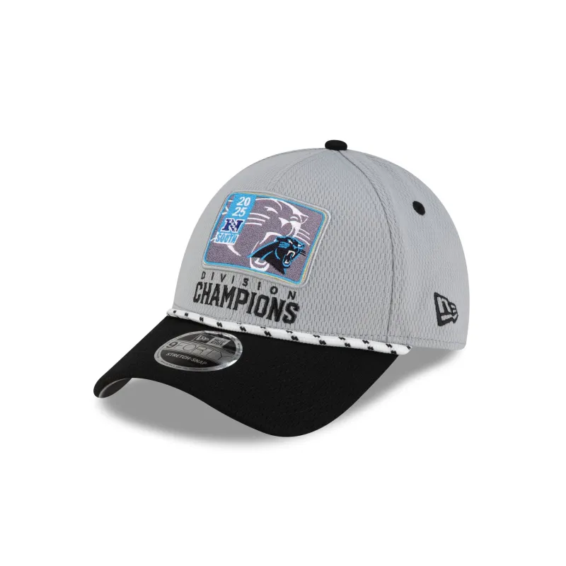 Carolina Panthers 2025 Division Champion Locker Room 9FORTY Stretch-Snap Hat made by New Era