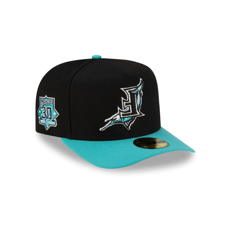 Just Caps Upside Down Logo Miami Marlins 59FIFTY A-Frame Fitted Hat sold by New Era