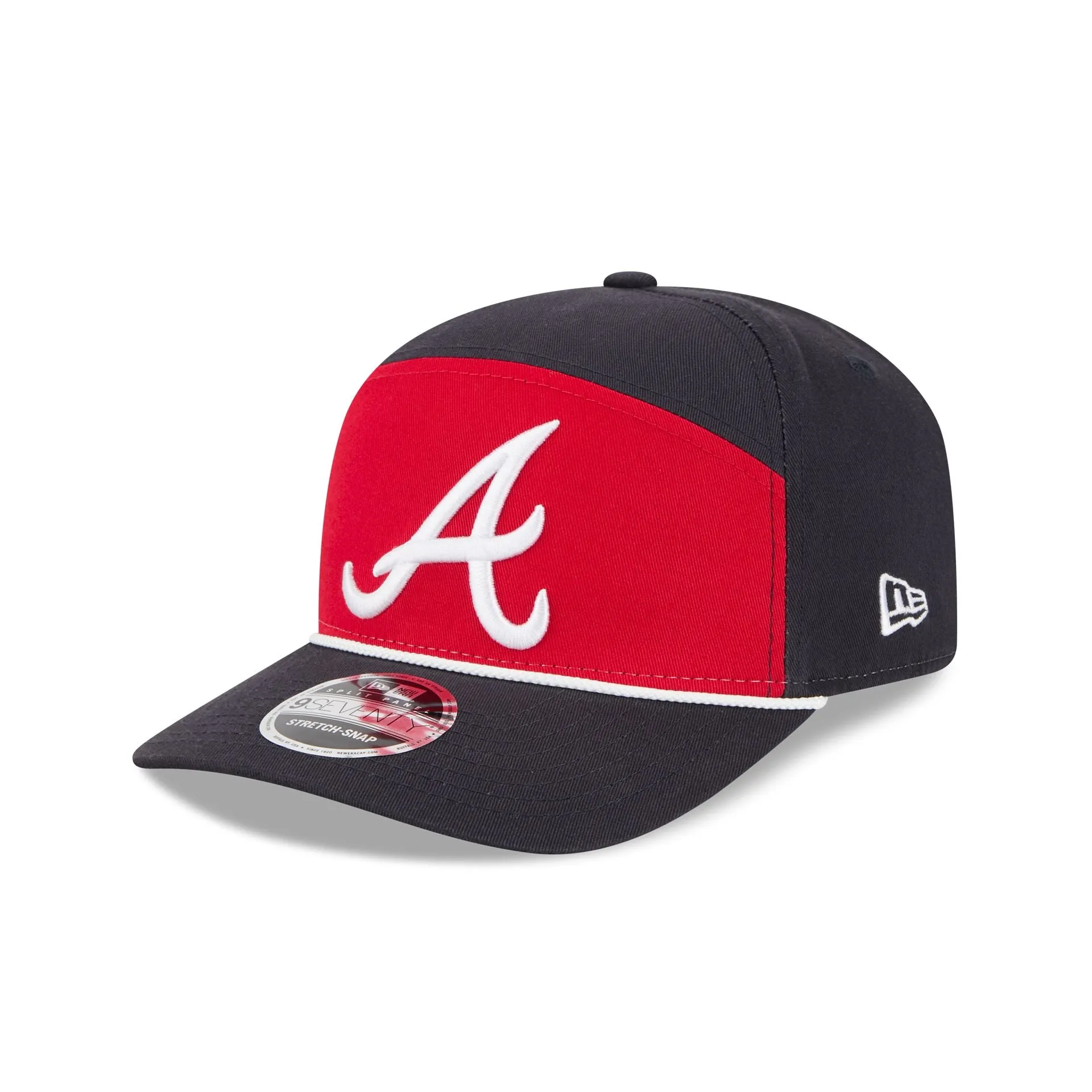 Atlanta Braves Split Panel 9SEVENTY Stretch-Snap Hat sold by New Era