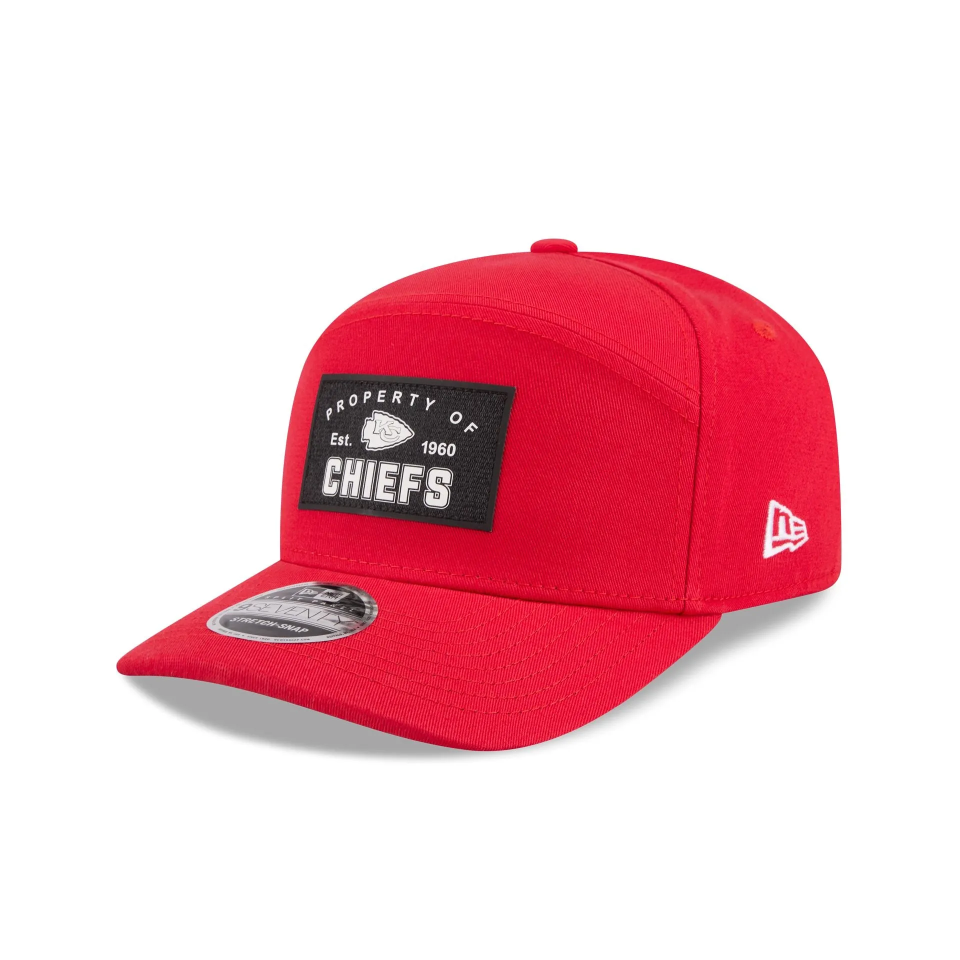 Kansas City Chiefs Property of Patch Split Panel 9SEVENTY Stretch-Snap Hat sold by New Era