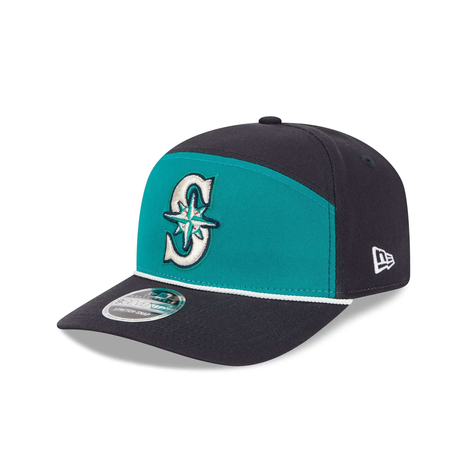 Seattle Mariners Split Panel 9SEVENTY Stretch-Snap Hat sold by New Era