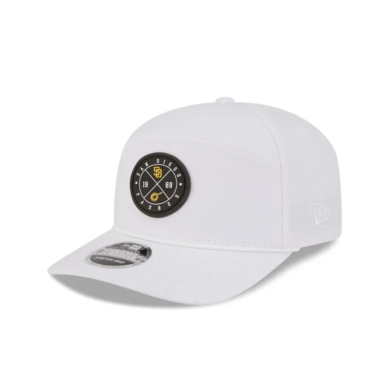 San Diego Padres Circle Logo White Split Panel 9SEVENTY Stretch-Snap Hat sold by New Era