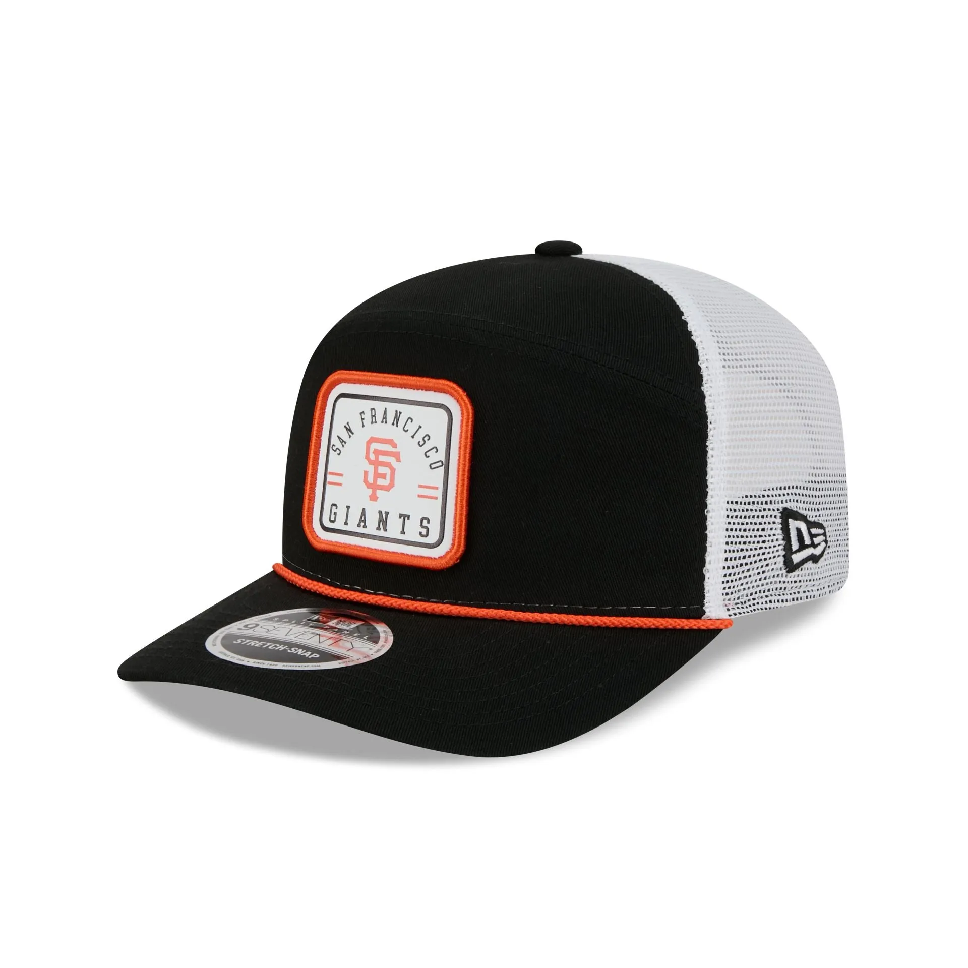 San Francisco Giants Square Patch Split Panel 9SEVENTY Trucker Hat sold by New Era