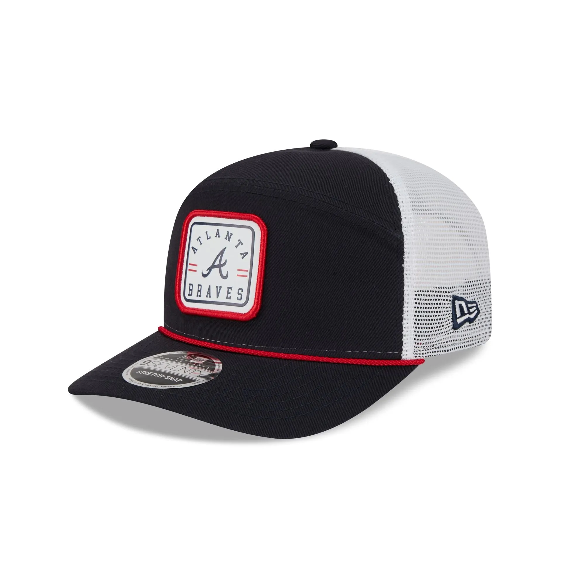 Atlanta Braves Square Patch Split Panel 9SEVENTY Trucker Hat sold by New Era